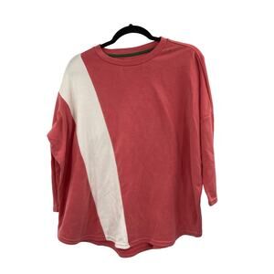 Tuckernuck Coral and White Colorblock Long Sleeve Top